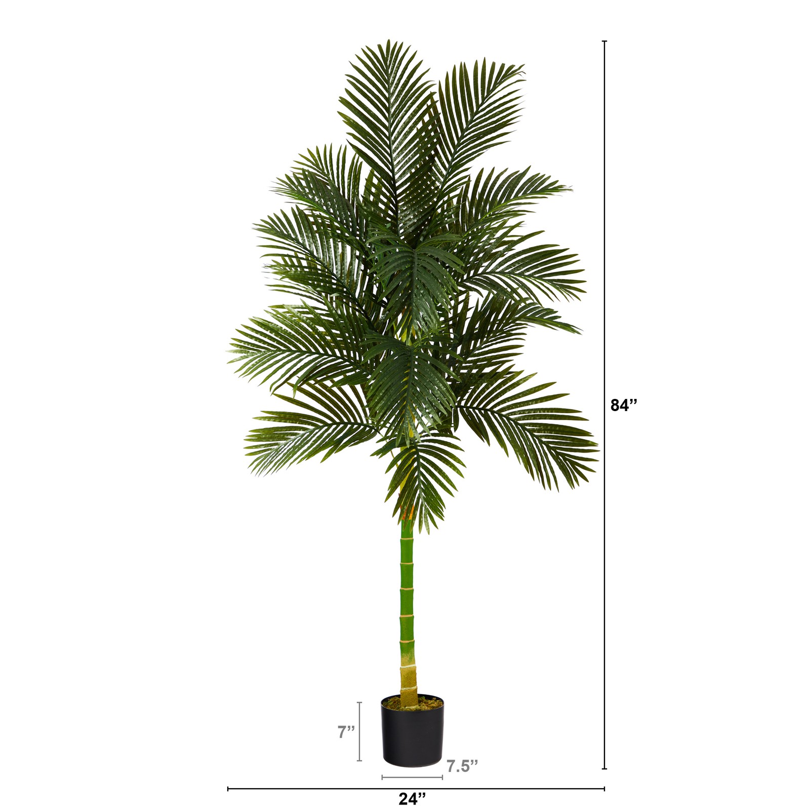 Nearly Natural 7ft Golden Cane Artificial Palm Tree in Green