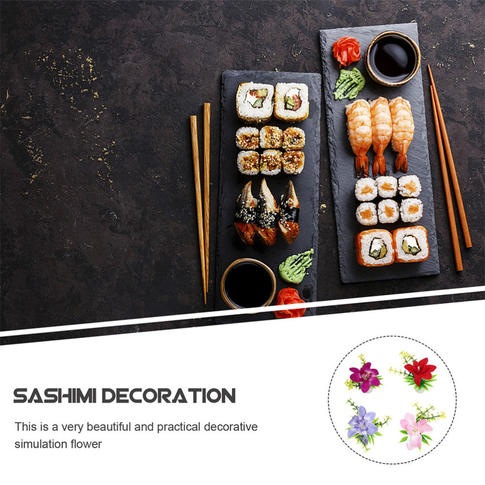 8PCS Delicate Sushi Flowers Decor Flower Decors Desktop Sushi Plate Decors