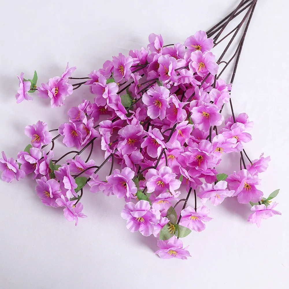 1/3Pcs Peach Blossom Artificial Flowers Silk Bouquet Home Wedding Decor
