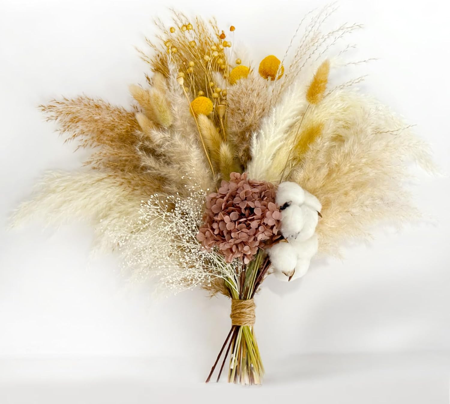 Natural Pampas Grass Bouquet -Cotton Stems,Bunny Tails ,Hydrangea,Fall Dried Flo