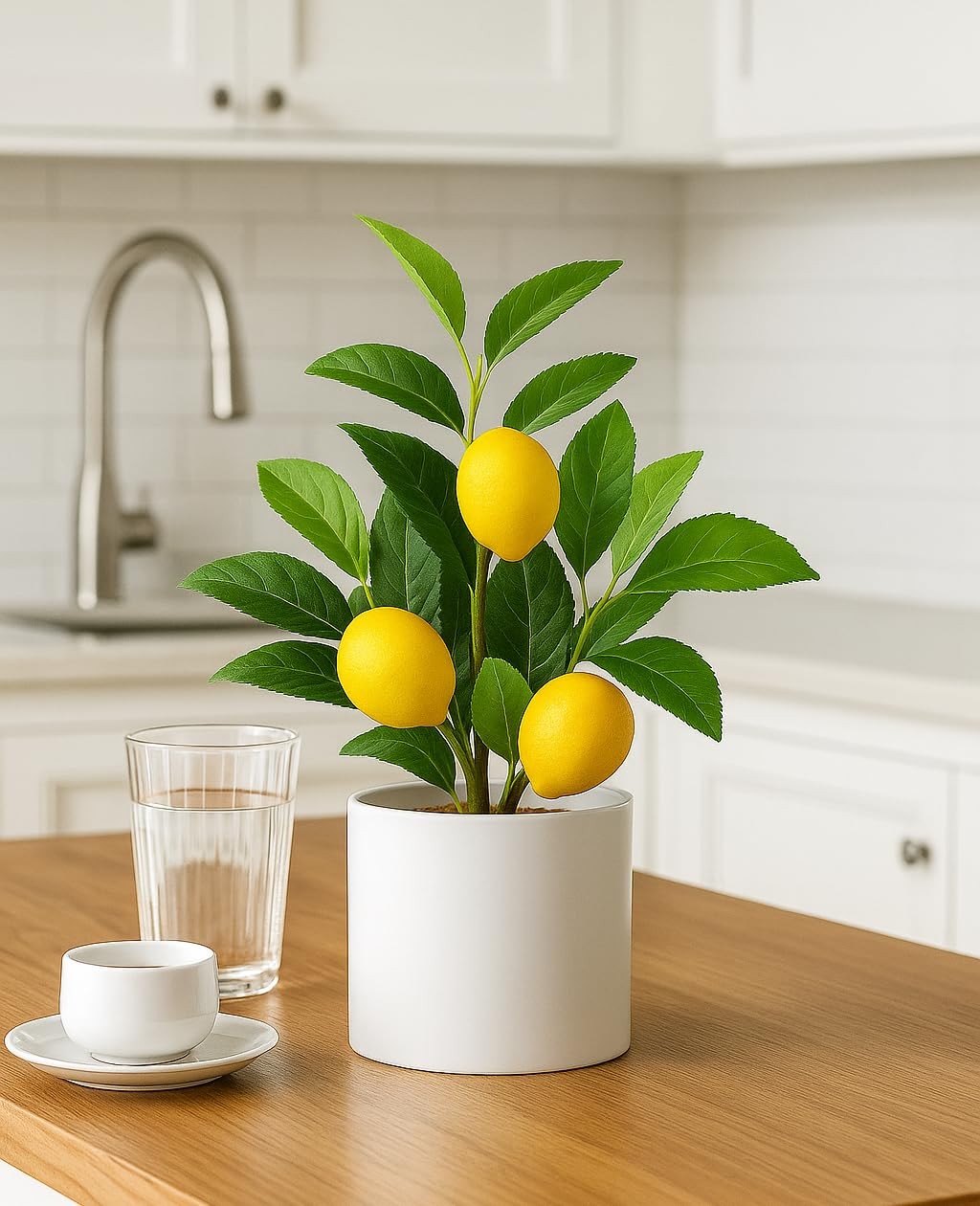 Realistic Small Fake Lemon Tree for Lemon Decor, 14.6 Inches Artificial Lemon…
