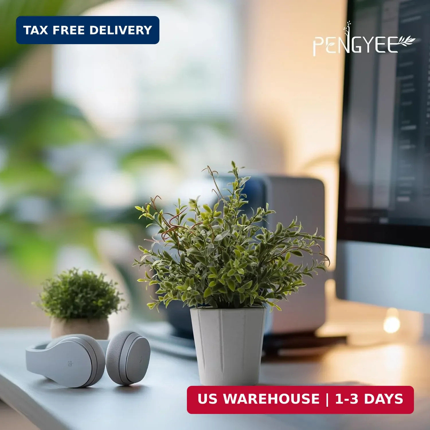 4 Pack Small Fake Plants in White Pulp Pot for Home Decor | Artificial Plants In