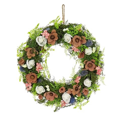 National Tree Company 18 inch Artificial Spring Wood Curl Wreath, Realistic