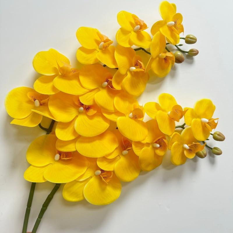 2 Pcs Orchid Stems 38″ Artificial Flowers Real Touch Latex Faux Phalaenopsis …
