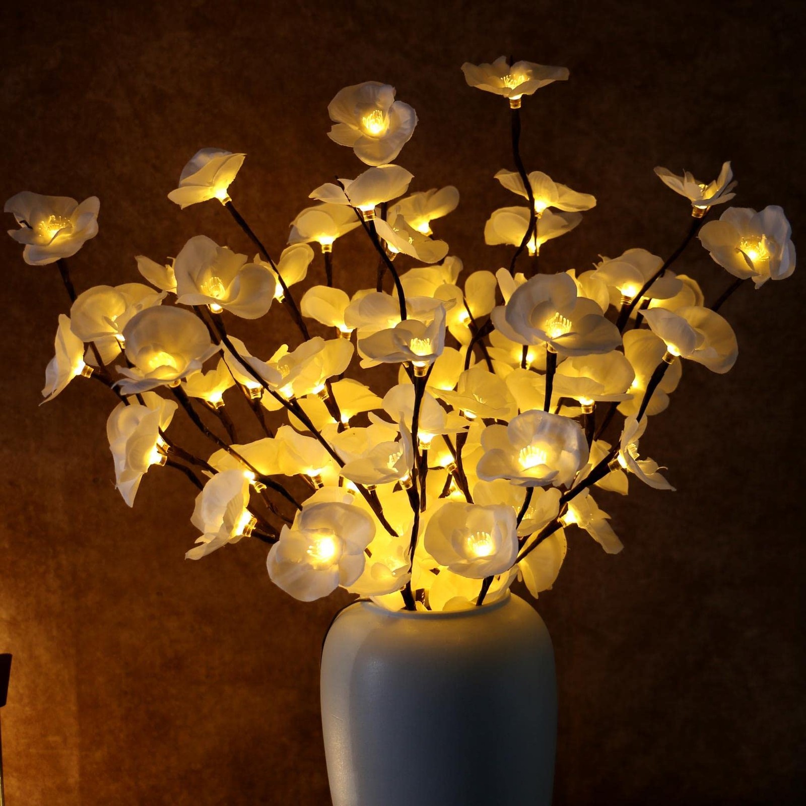 3PCS LED Lighted Tree Branches Lights with Timer with White Artificial Orchid…