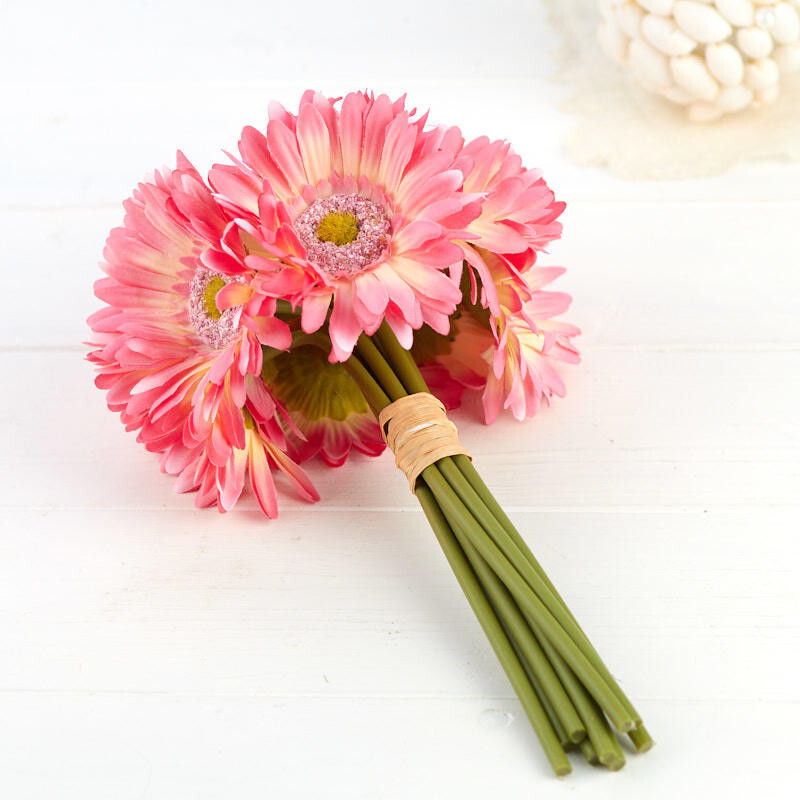 Set of 2 Pink Artificial Gerbera Daisy 10″ Bouquet Bundles