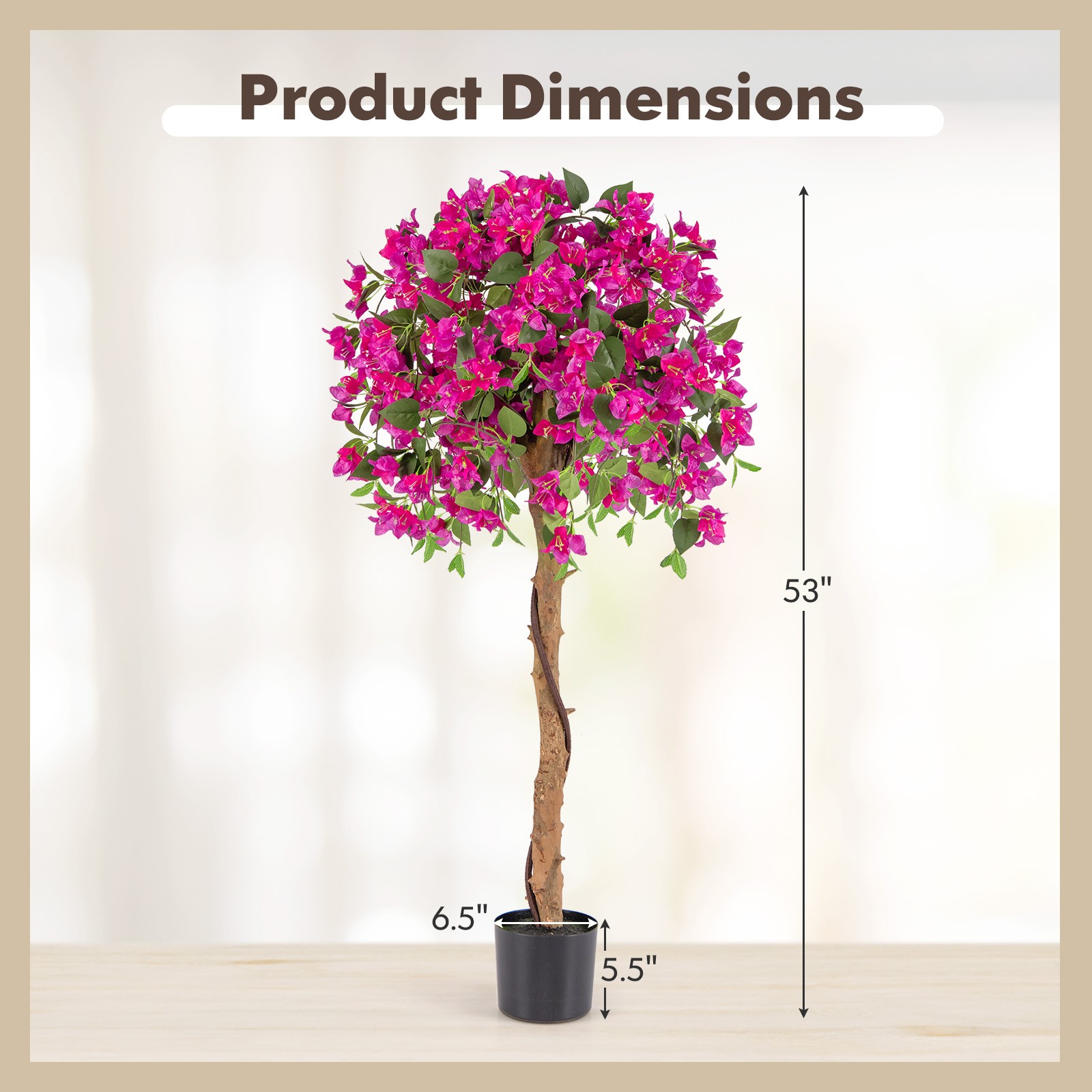 2PCS 53″ Artificial Azalea Tree Floral Plant w/Red Azalea Flowers Nursery Pot