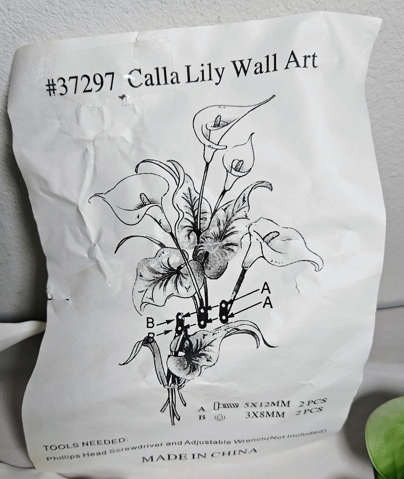 Calla Lily Ceramic Flower Tin Metal Leaves Wall Art Mount 21″x14″ Collection Etc