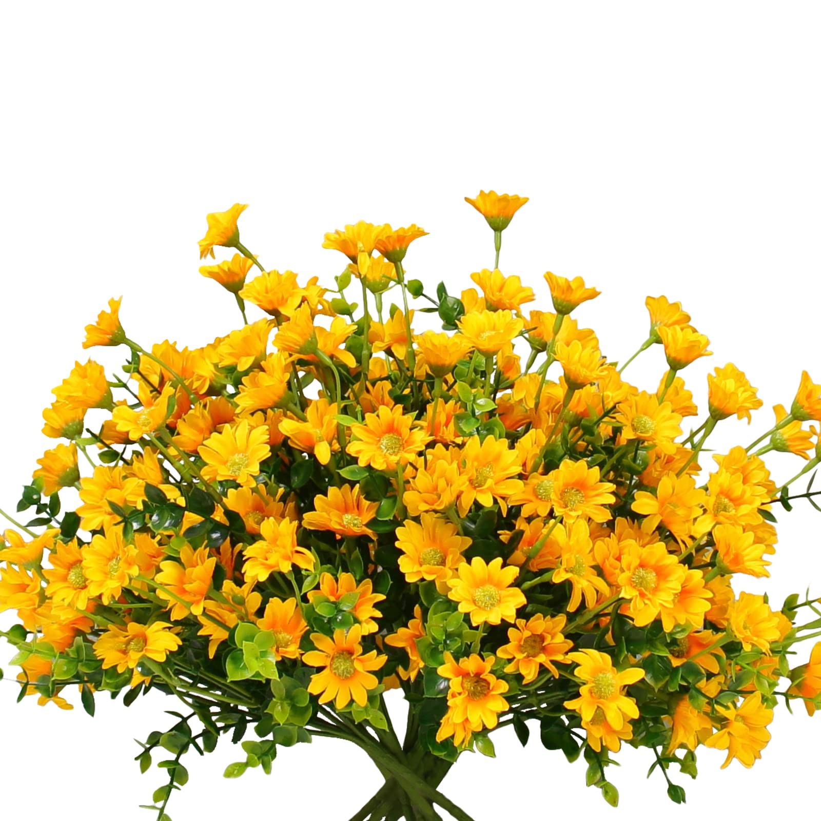 Fake Flowers Yellow Flowers for Spring Summer Decor – 8 Bundles Outdoor Chris…