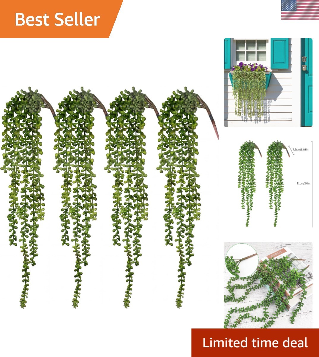 Contemporary Artificial Hanging Succulents – 4 Strings Perfect for Any Occasion