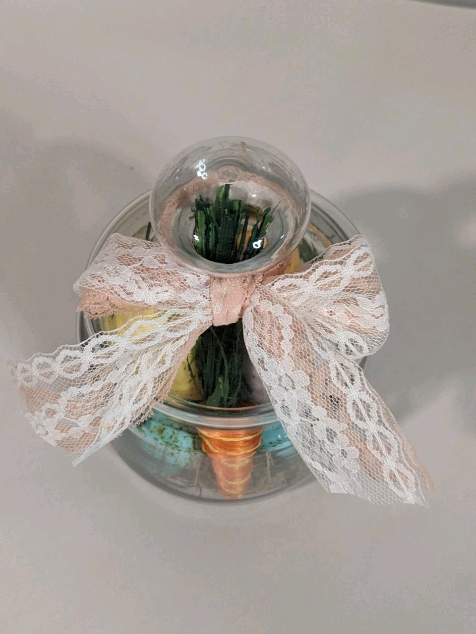 Clear Glass Apothecary Jar~Repurposed~Easter Decor~Eggs Carrot Lavender