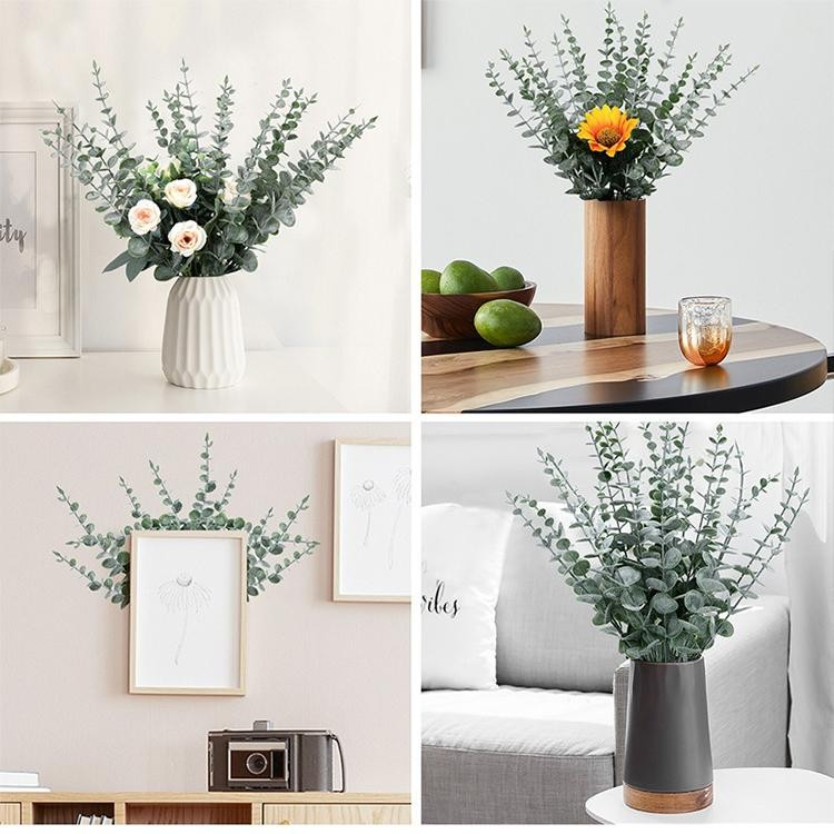 10PCS Artificial Hydrangea Flowers Green Leaf Bouquet Wedding Home Centerpiece D
