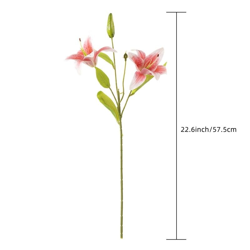 5 Pcs Artificial Lily Flowers 22.6″ Faux Silk Lily Flowers Real Touch Fake Li…