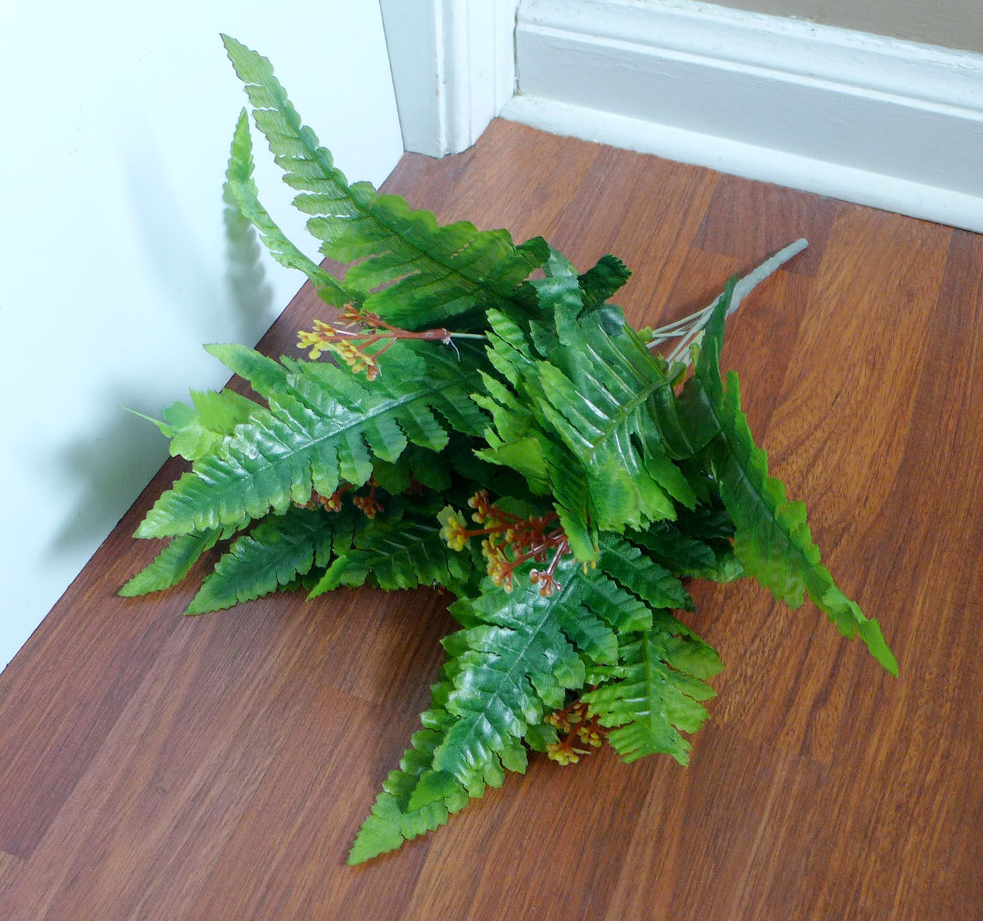 Artificial Blooming Boston Fern Bush Silk Fern Leaf Plants Grass (set of 4)