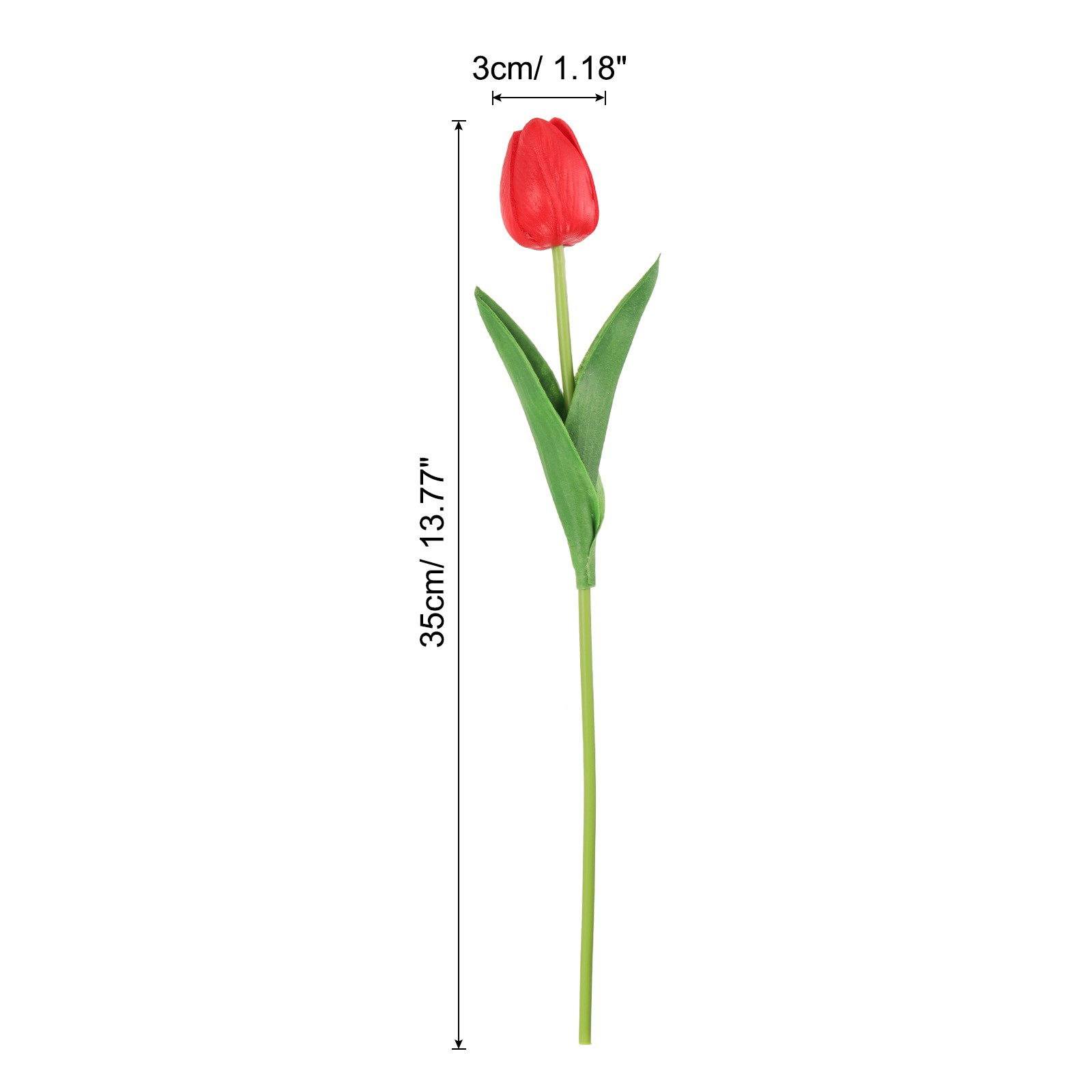 24Pcs Fake Tulips Artificial Flowers, PU Tulips with Stems, Red