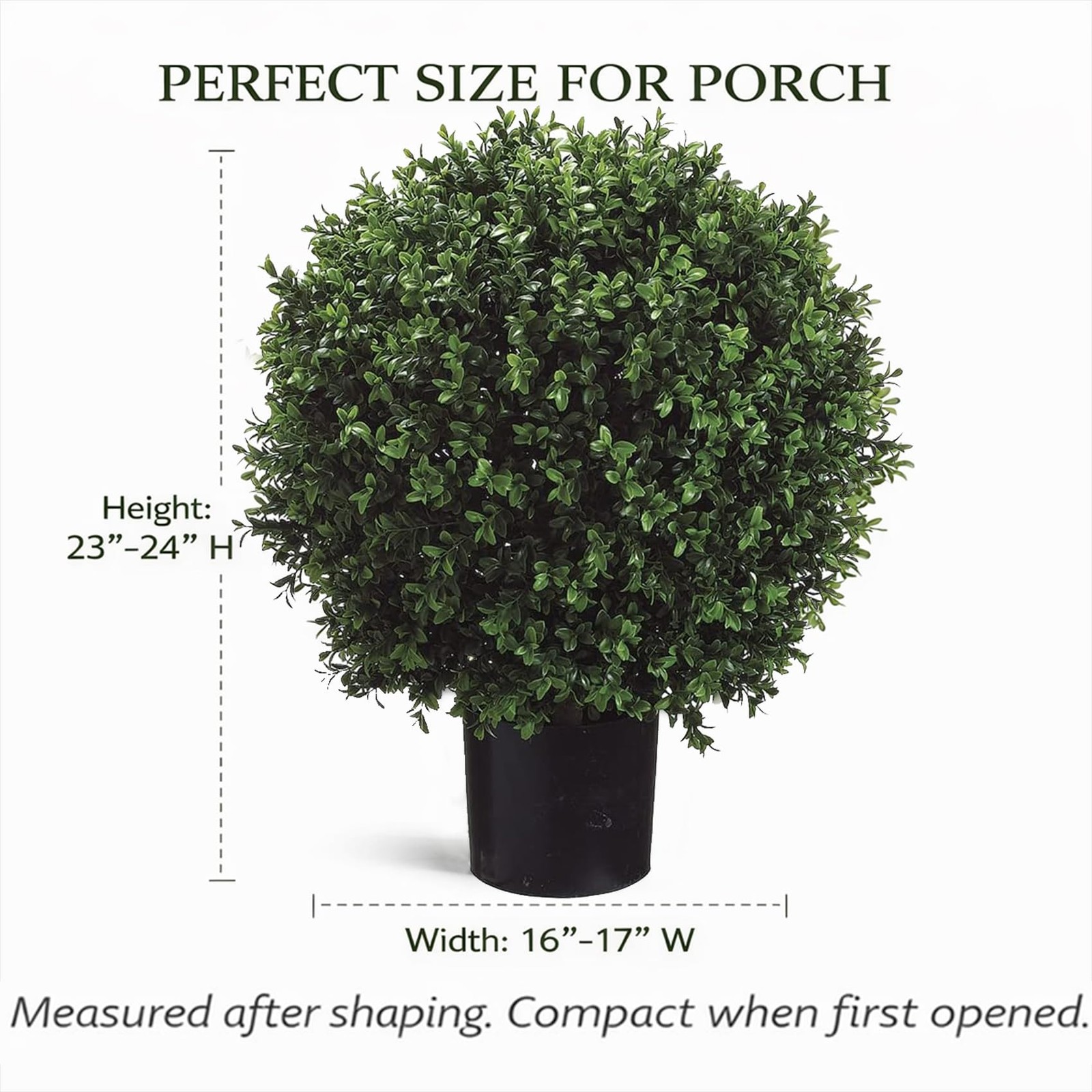 Real Touch Leaves Artificial Topiary Trees, 24″ T with 17″ W Faux Boxwood, Se…