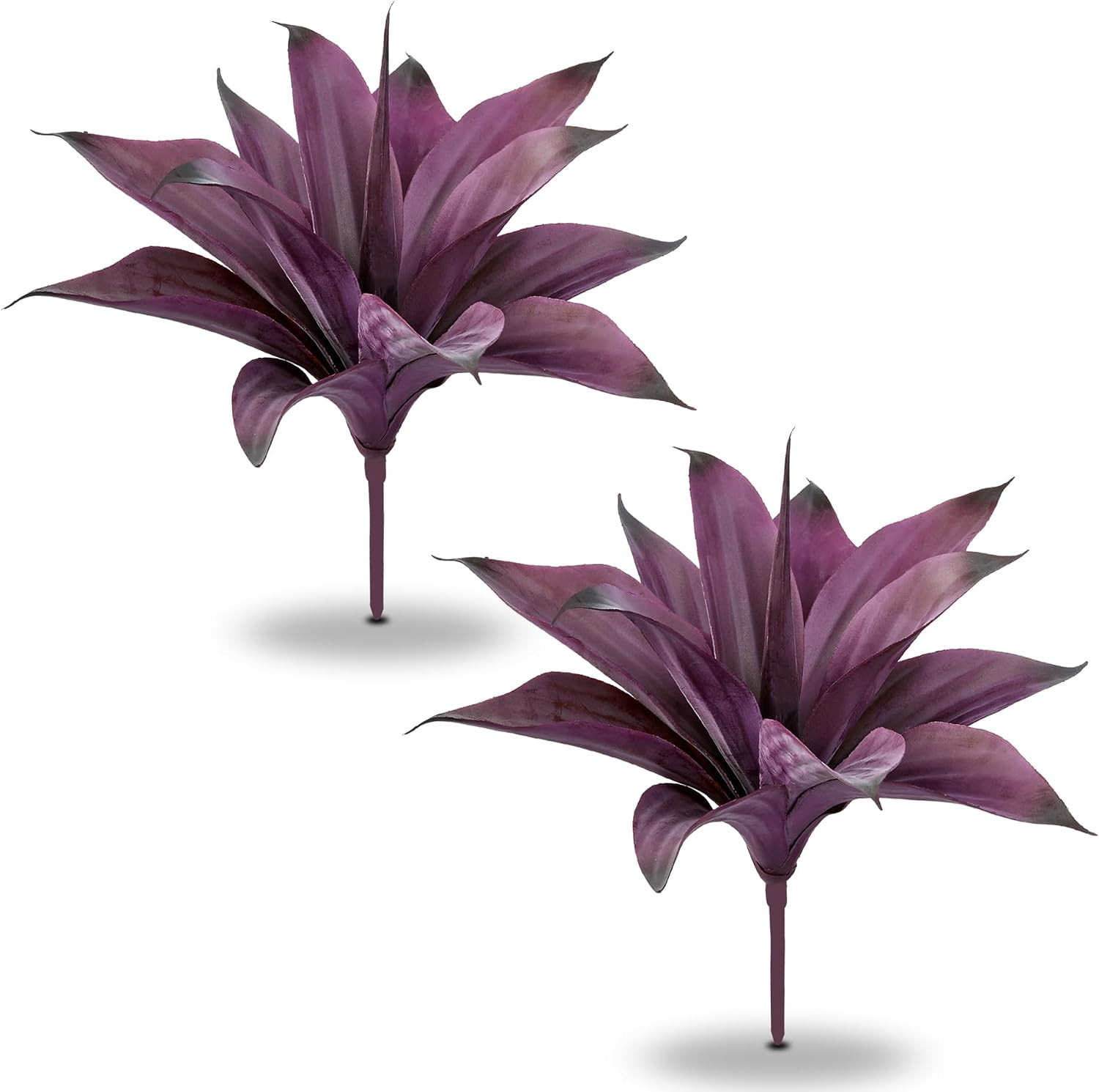 UV Resistant Faux Agave Plants – 14.2in Purple, 2 Pack for Indoor/Outdoor Use