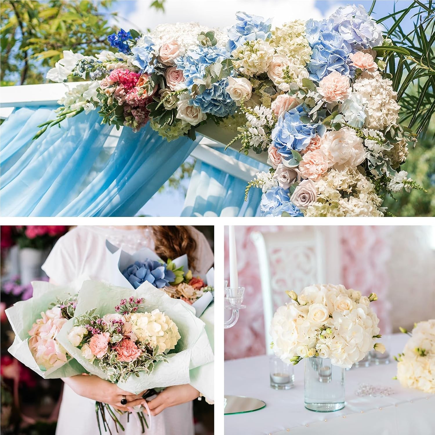 Artificial Hydrangea Flowers Silk Stems 26pcs for Wedding Party Home Decor