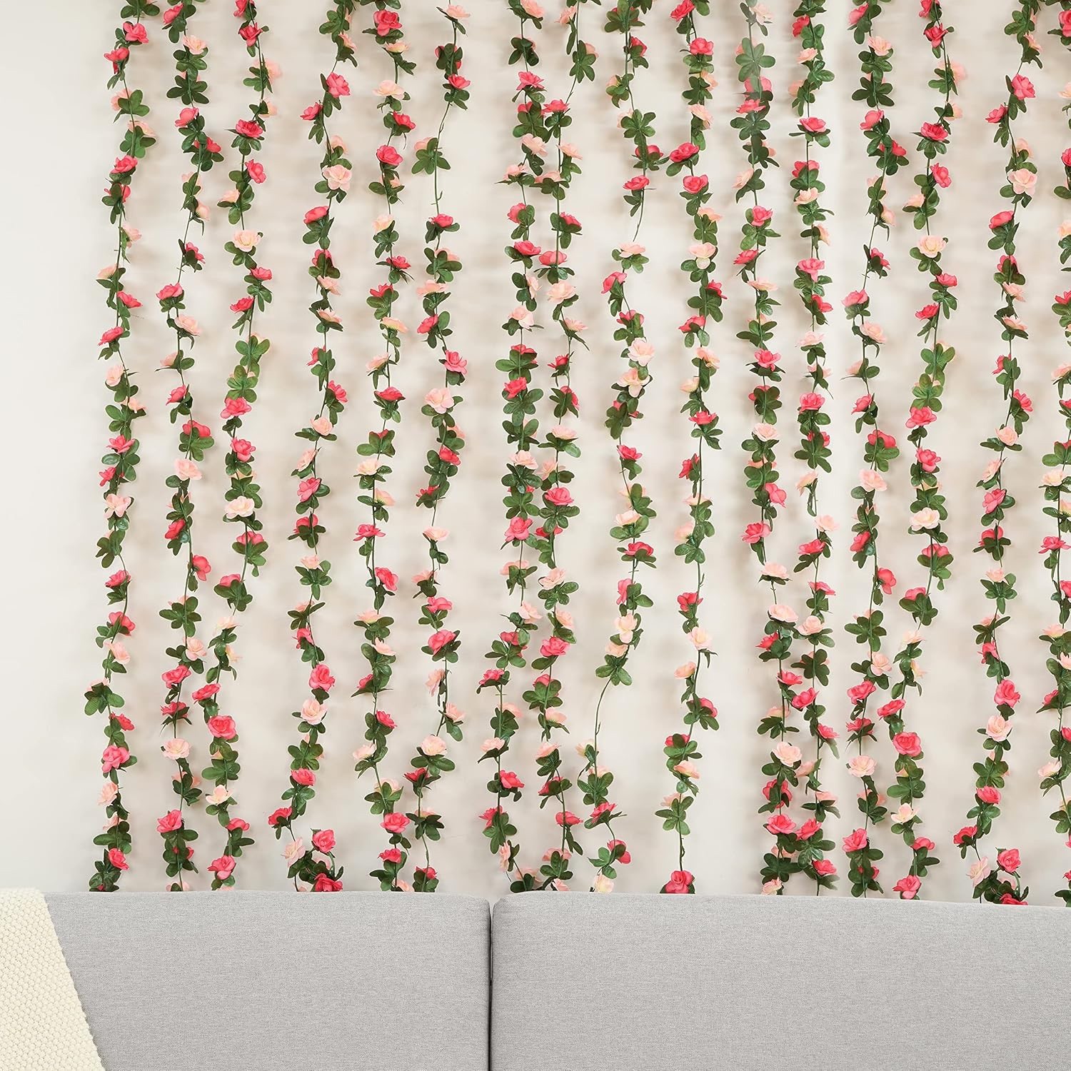2Pcs 16.4FT Artificial Rose Vine Flower Garland Wedding Baby Shower Wall Decor