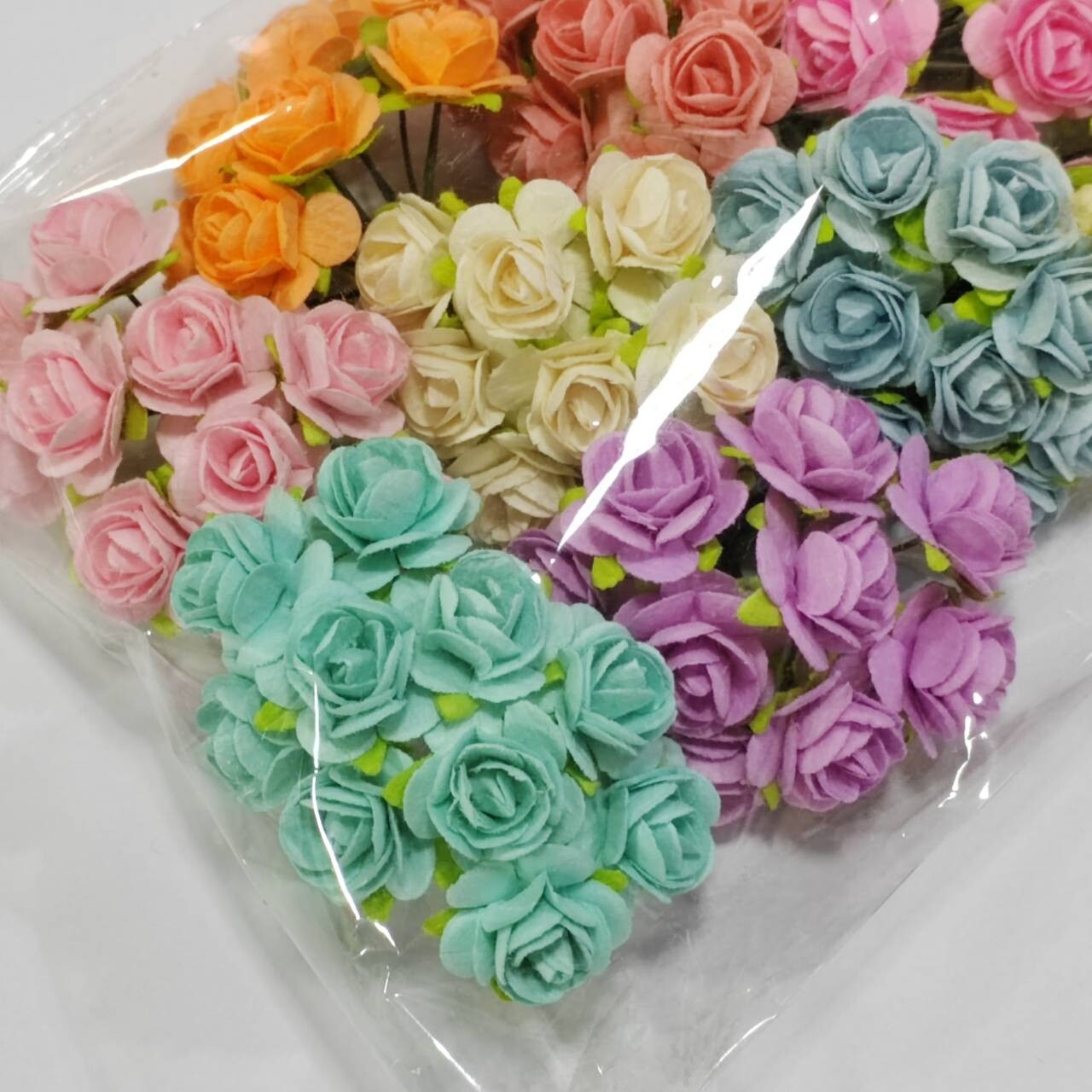 100 (10 color) Artificial Flowers Rose Flower Paper Flower size 15 mm