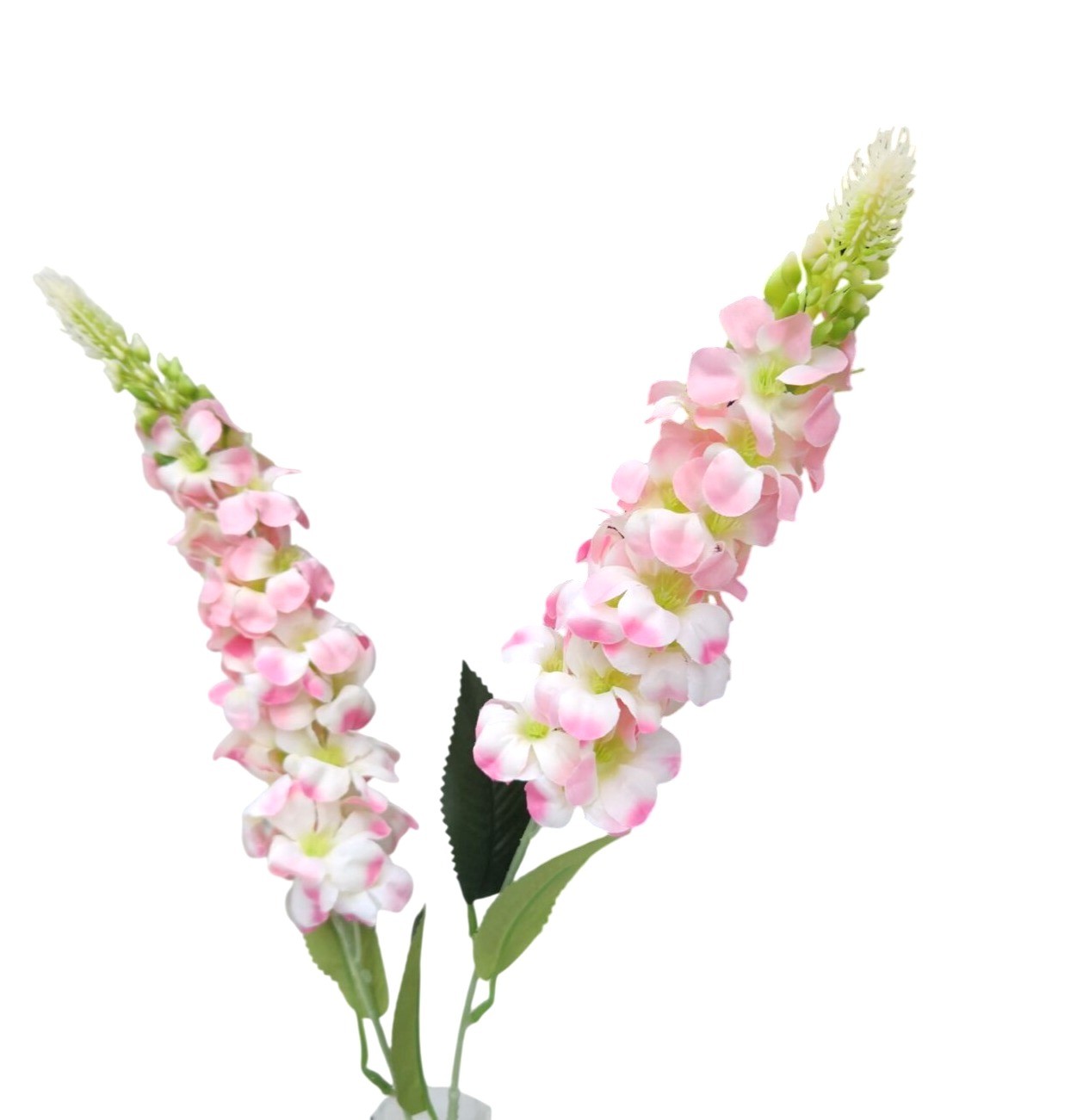 Artificial Pink White Snapdragon Stems Set of 2 Tall Faux Flowers Centerpiece