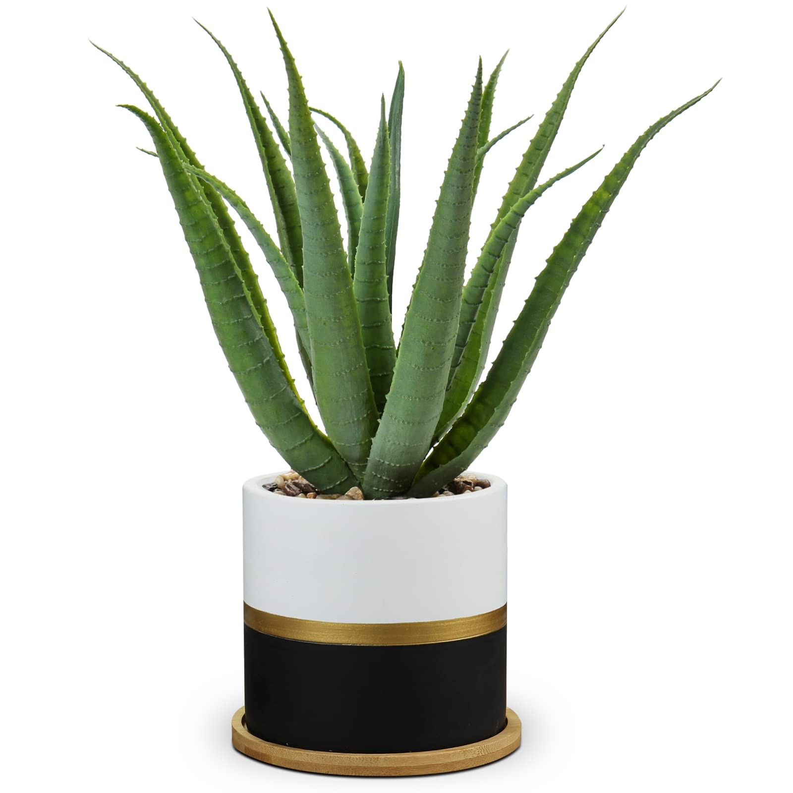 Succulents Artificial Plants Fake Aloe Vera Plants In Gold And Black Pot Farmhou