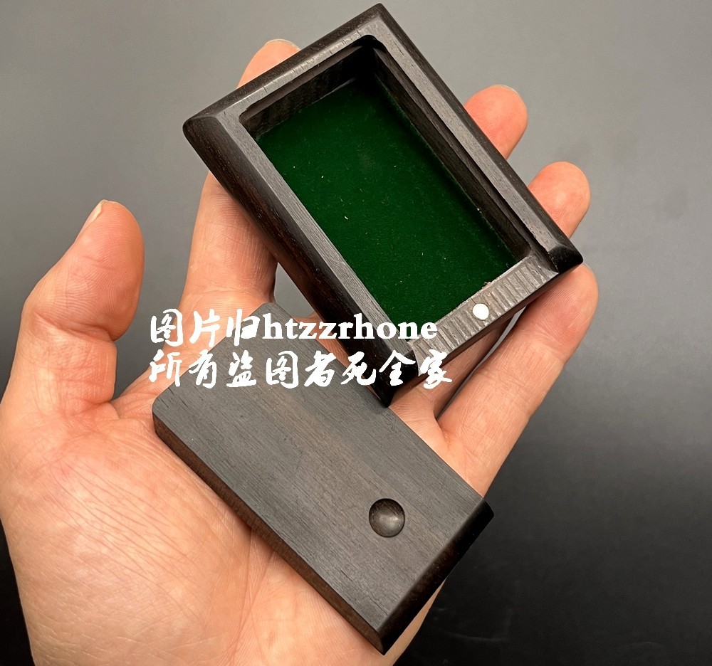Natural Ebony Wood Storage Case Small Portable Pill Box Reed Holder Handcraft
