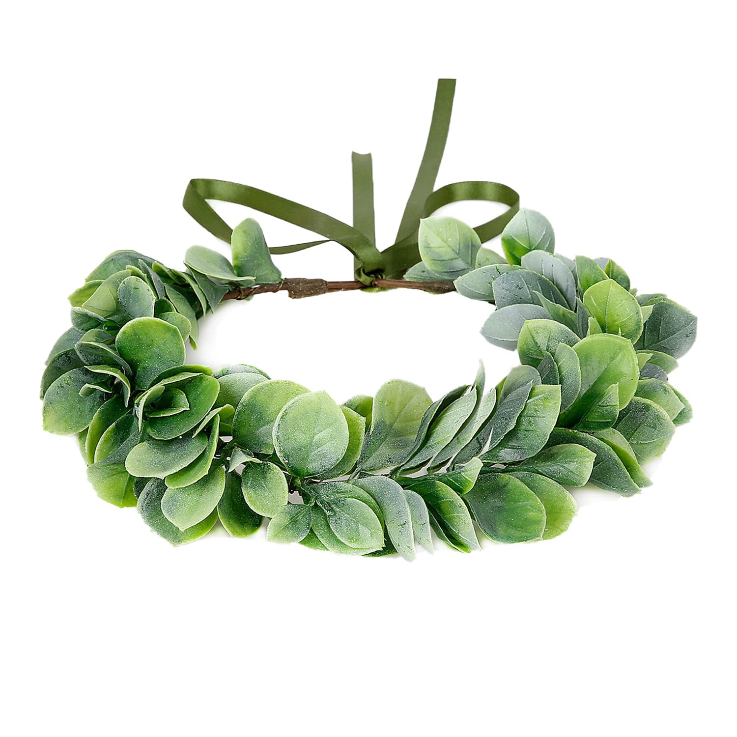 Artificial Green Leaf Crown Eucalyptus Flower Wreath Women Girls Bohemian Headpi