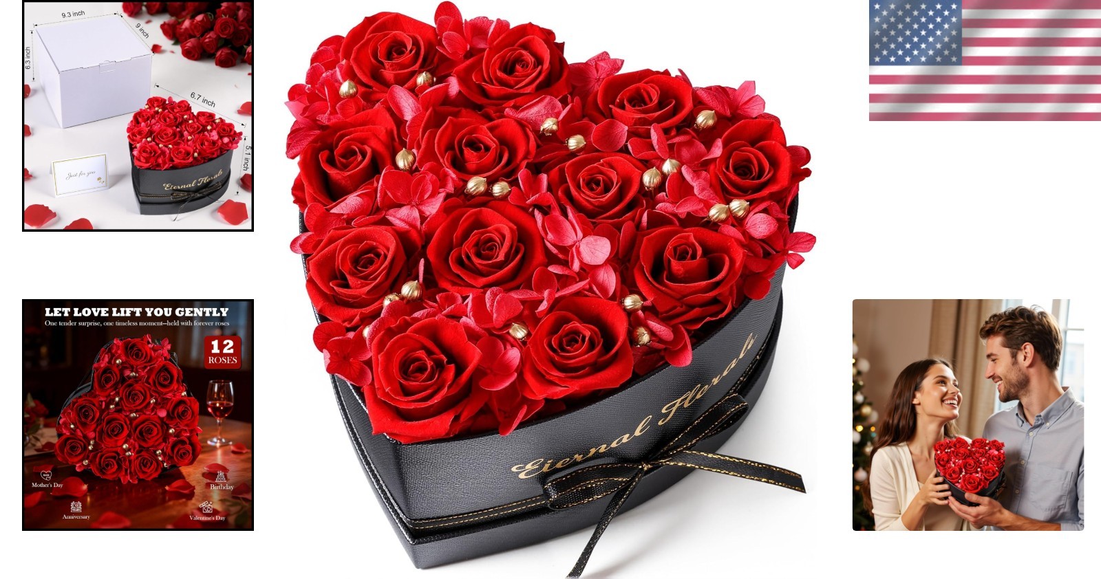 Classic 12 Pcs Red Roses in Heart Shaped Box – Luxurious Gift for Women