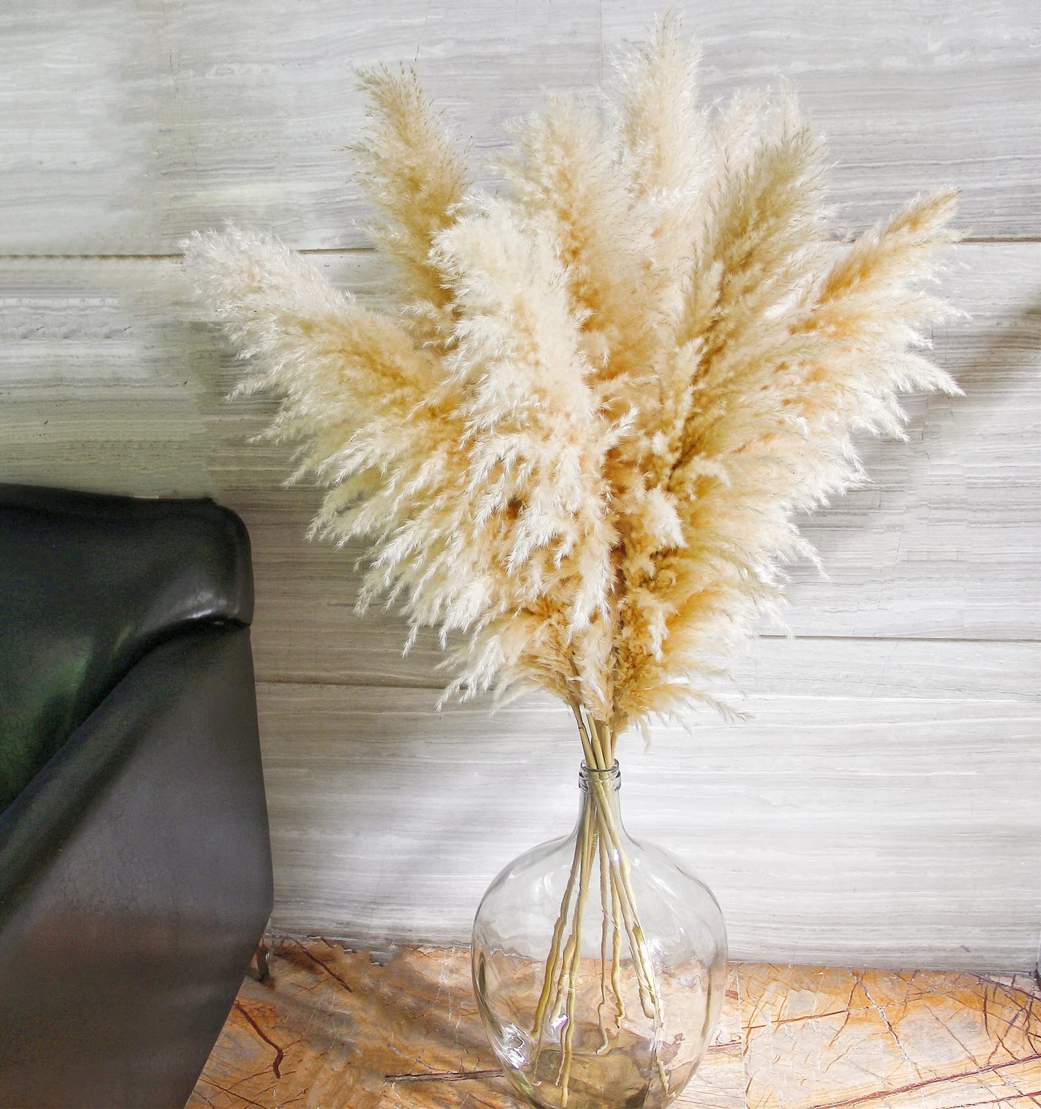 10PCS 46inch Beige Dried Pampas Grass Boho Decor for Weddings and Home Style