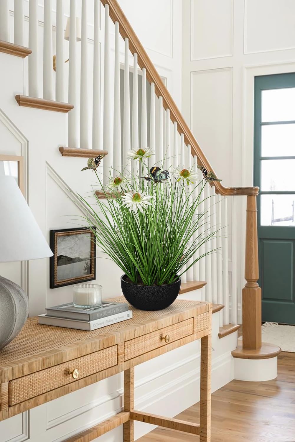 Artificial Plants Indoor with Pot, 17.3″ Fake Potted Plants Artificial Onion …