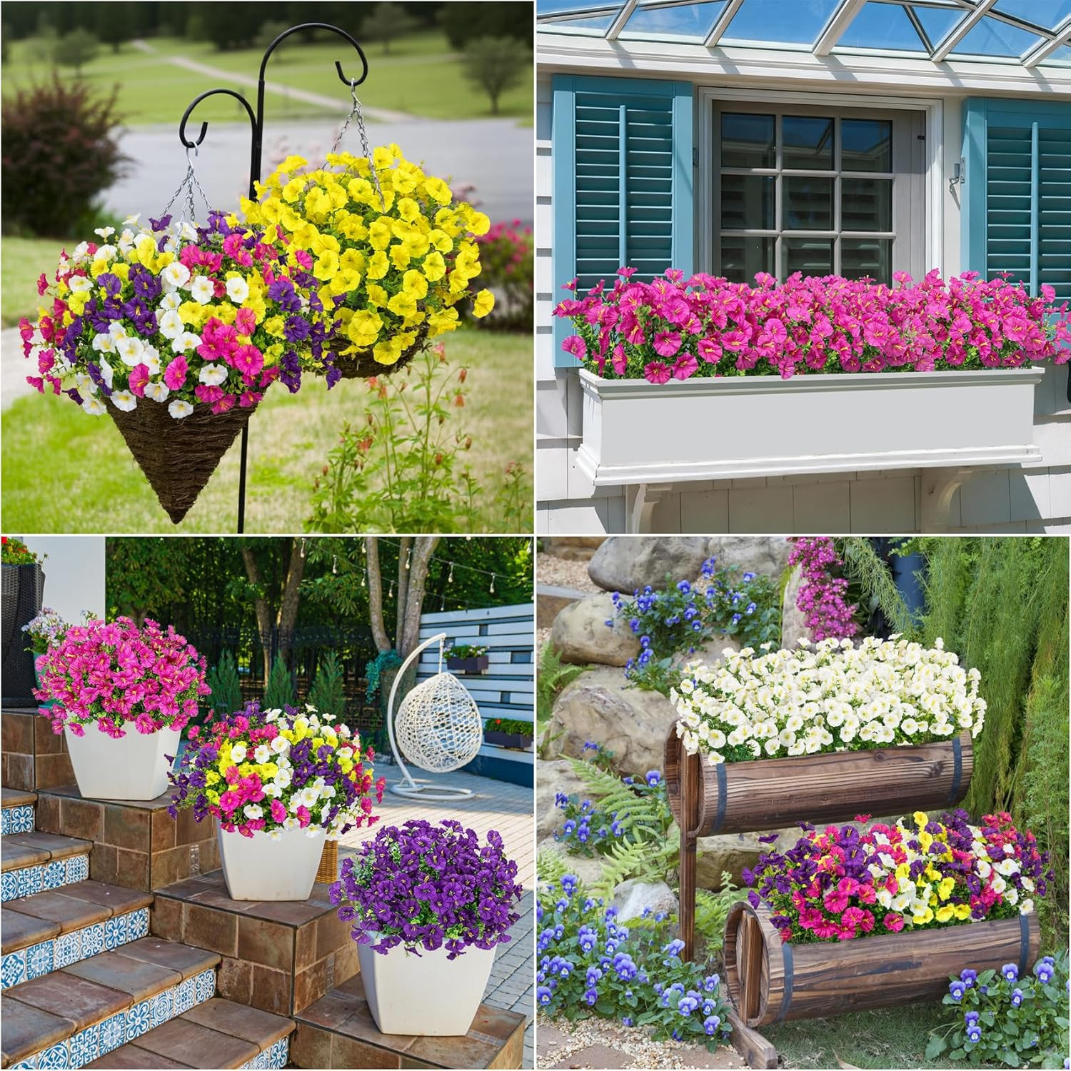 Artificial Flowers for Outdoors, 20 Bundles Silk Fake Spring Flowers UV Resistan