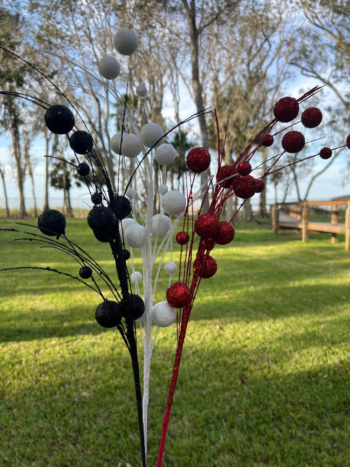 David Christopher Mixed Size Glittered Ball Spray Stem Pick Christmas Crafts