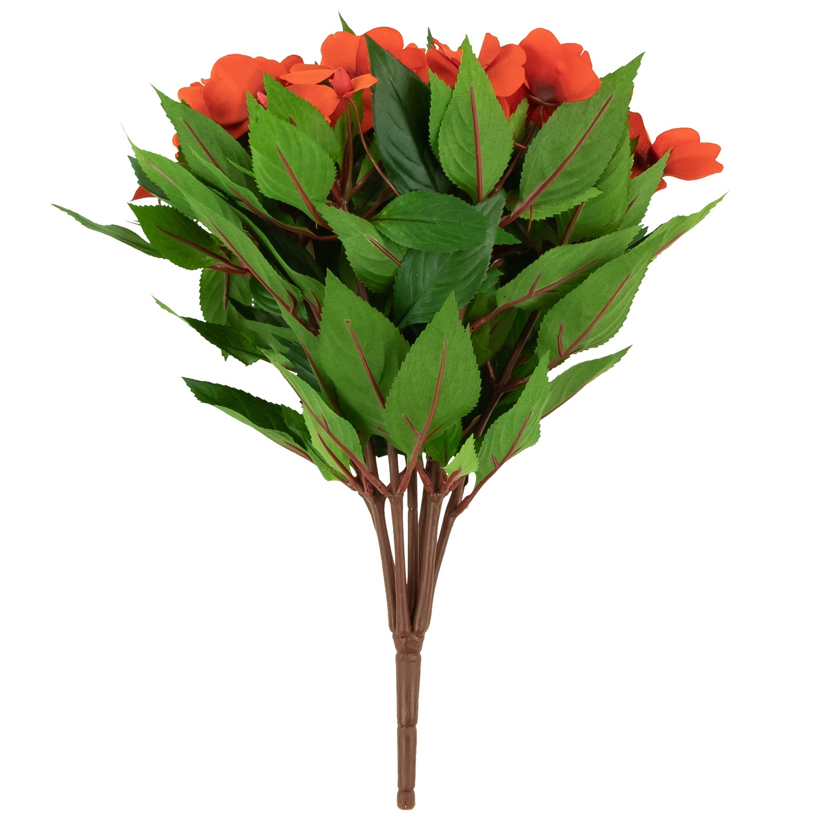 Allstate 13.7″ Red New Guinea Impatiens Artificial Floral Bush