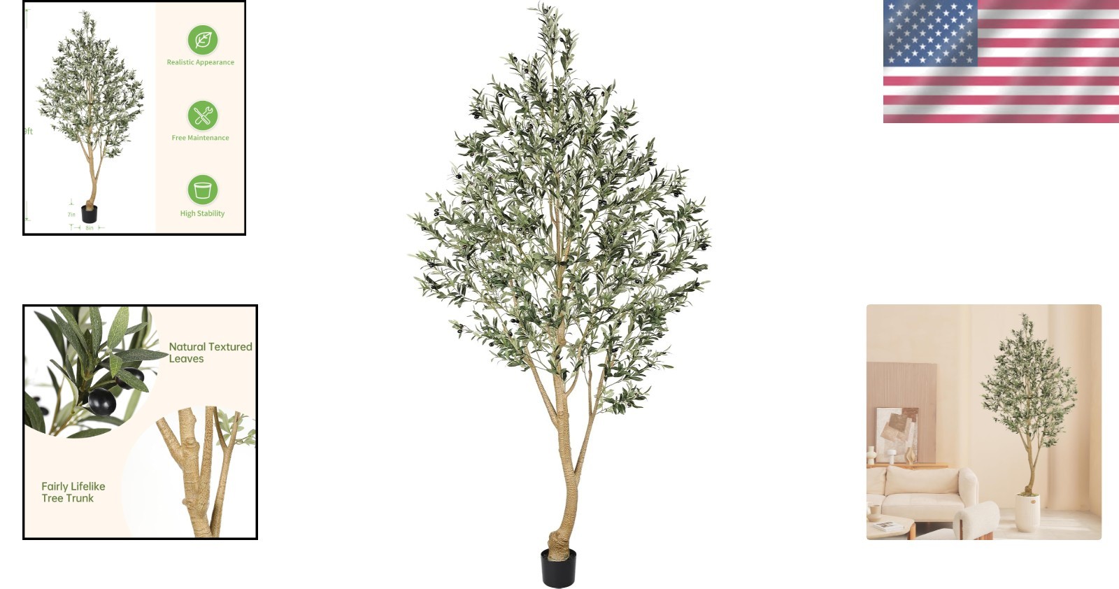 Lifelike 9ft Silk Olive Tree with Bendable Branches – Perfect for Home or Office