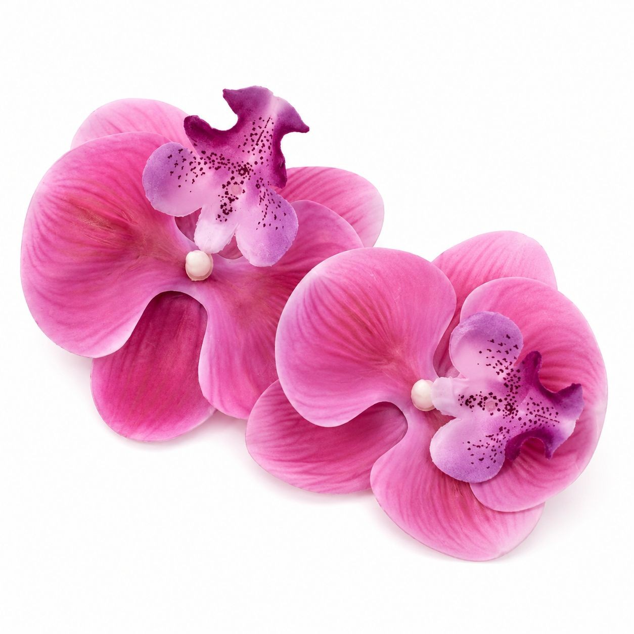 Pink Real Touch Orchid Flower Heads, Set of 2 Faux Orchids, 3.5 Inch No Stem Flo