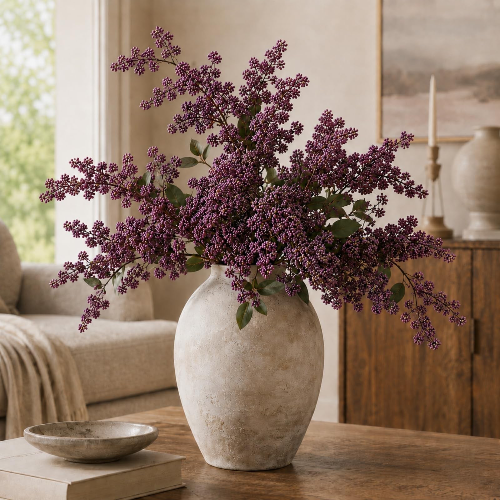 43″ Faux Stems for Vase, Purple Branches for Vase Realistic Artificial Flower…