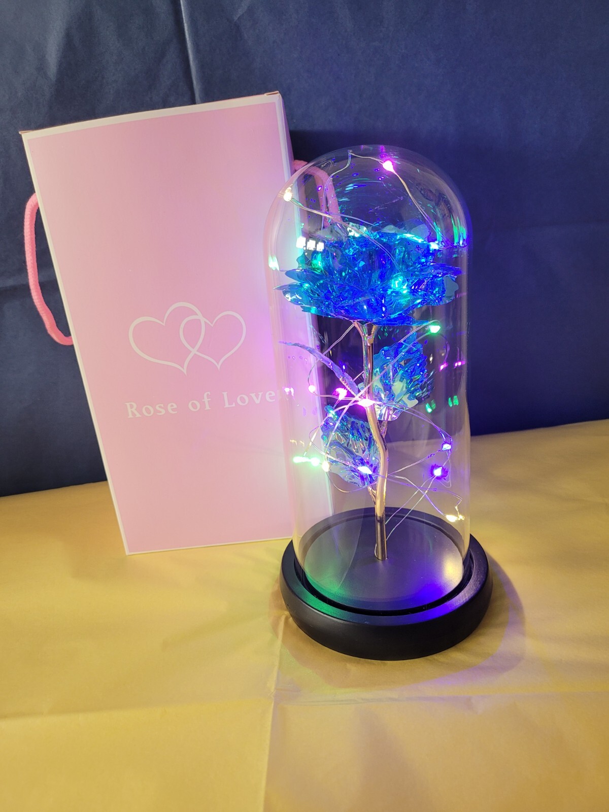 Galaxy Rose in Glass Dome LED Enchanted Flower with gift box ready for Christmas