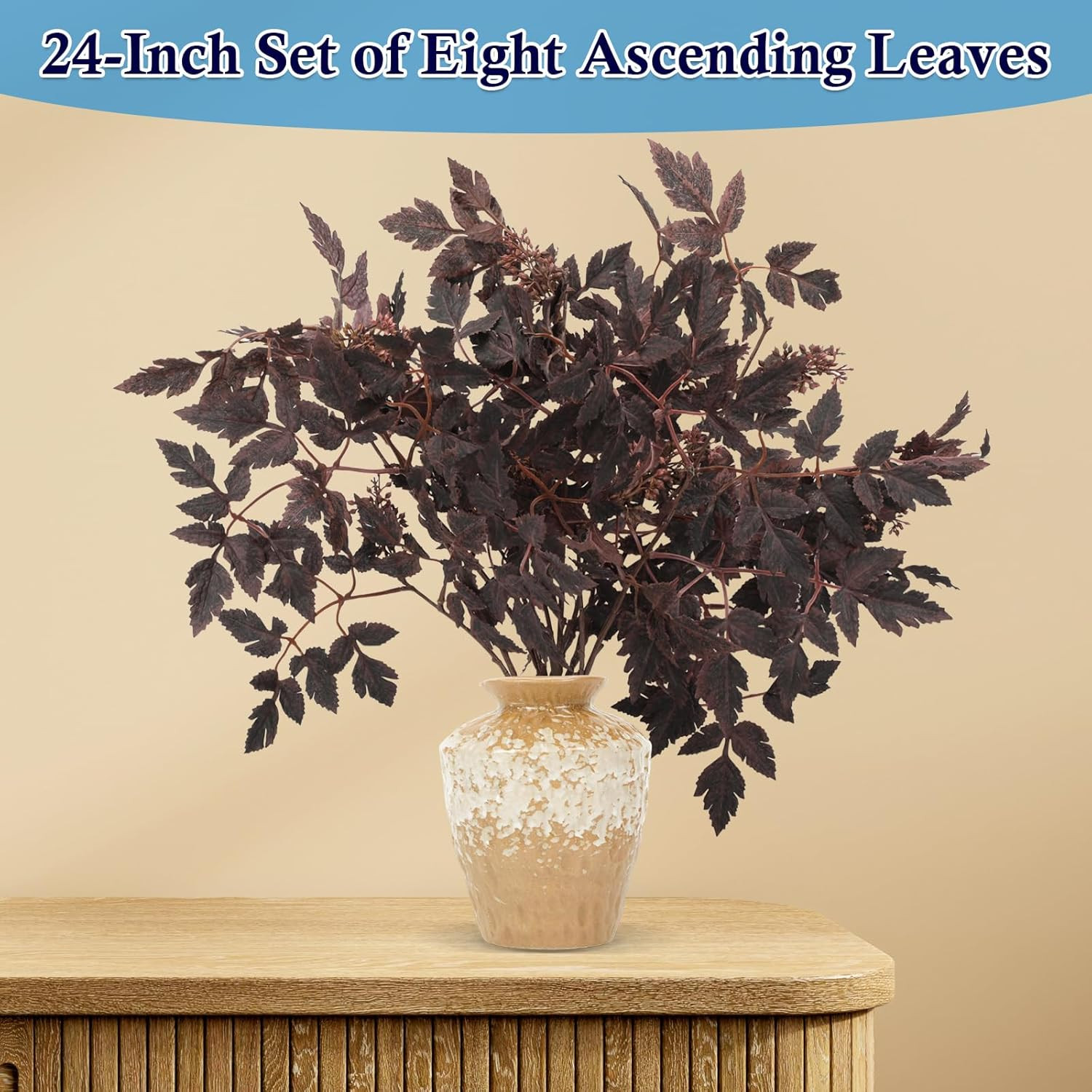 Decor Artificial Cimicifuga 4 Bundles 24 Inches Tall, Deep Purple Faux Flowers