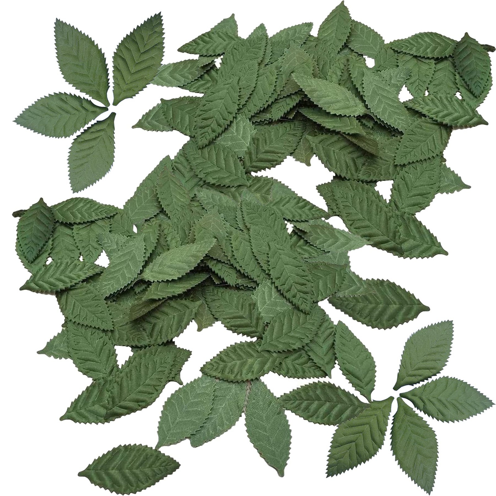 150 PCS Artificial Silk Green Leaves Fabric Fake Rose Crafts Scrapbook Floral