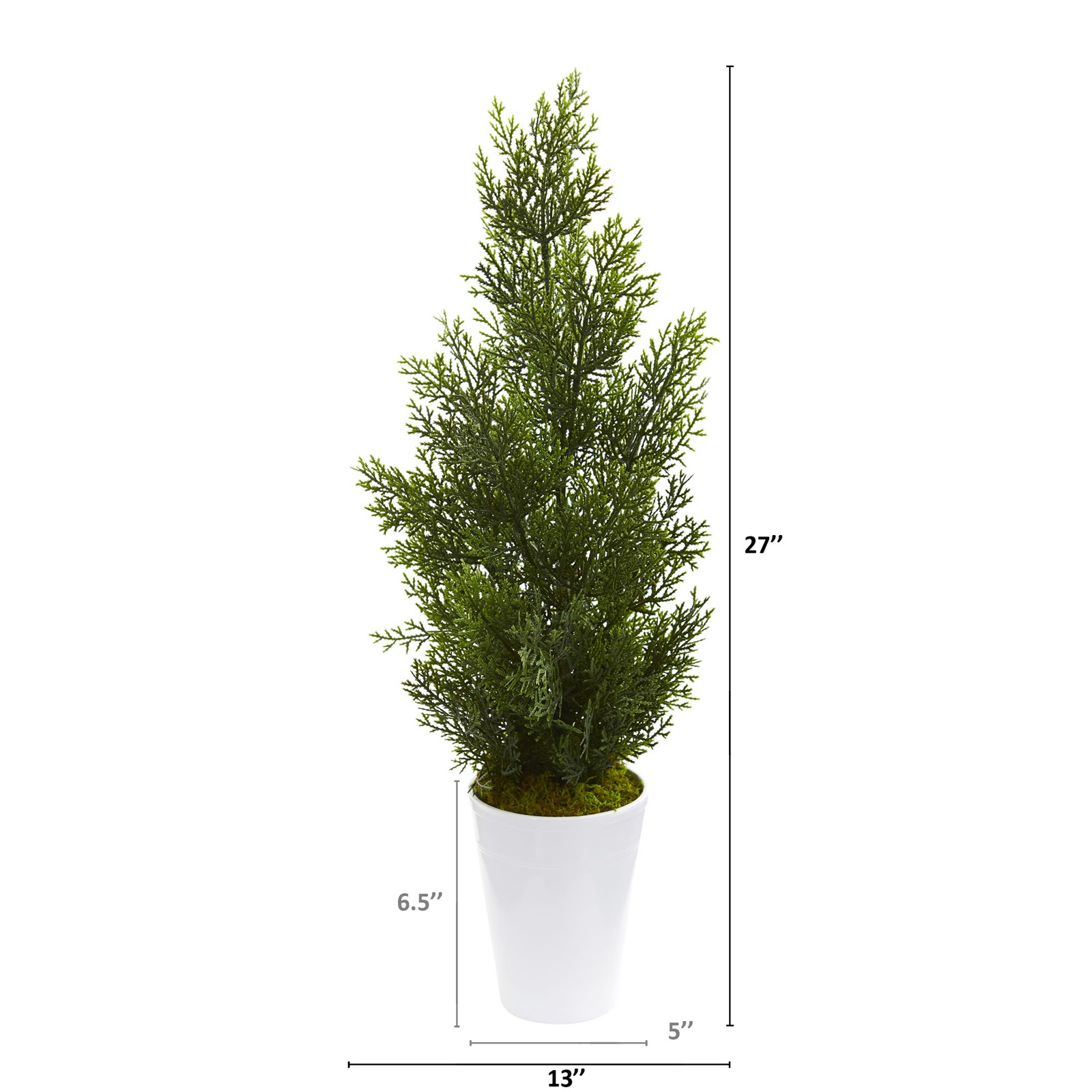 Nearly Natural 27″ Mini Cedar Artificial Pine Tree in Decorative Planter