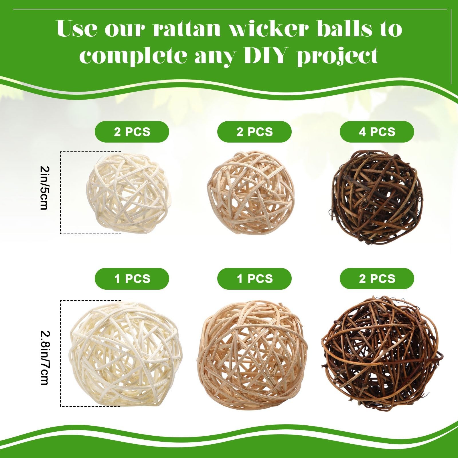 36 Pcs Decorative Moss Balls for Centerpieces, Rattan Wicker Orbs, Vase Filler,