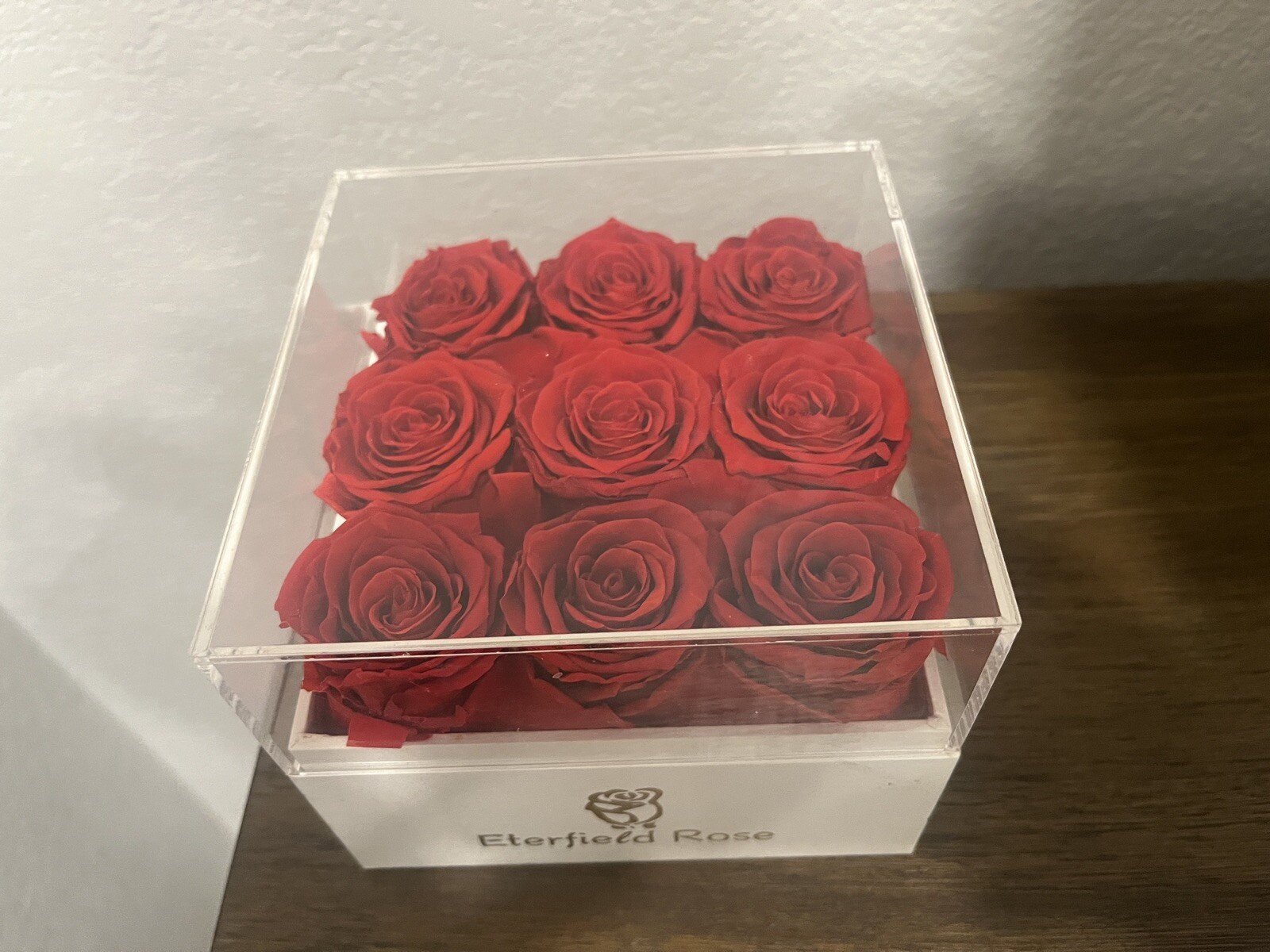 The Perfect Gift 9 Eternal Red Preserved Ecuadorian Roses in a Glass Vase