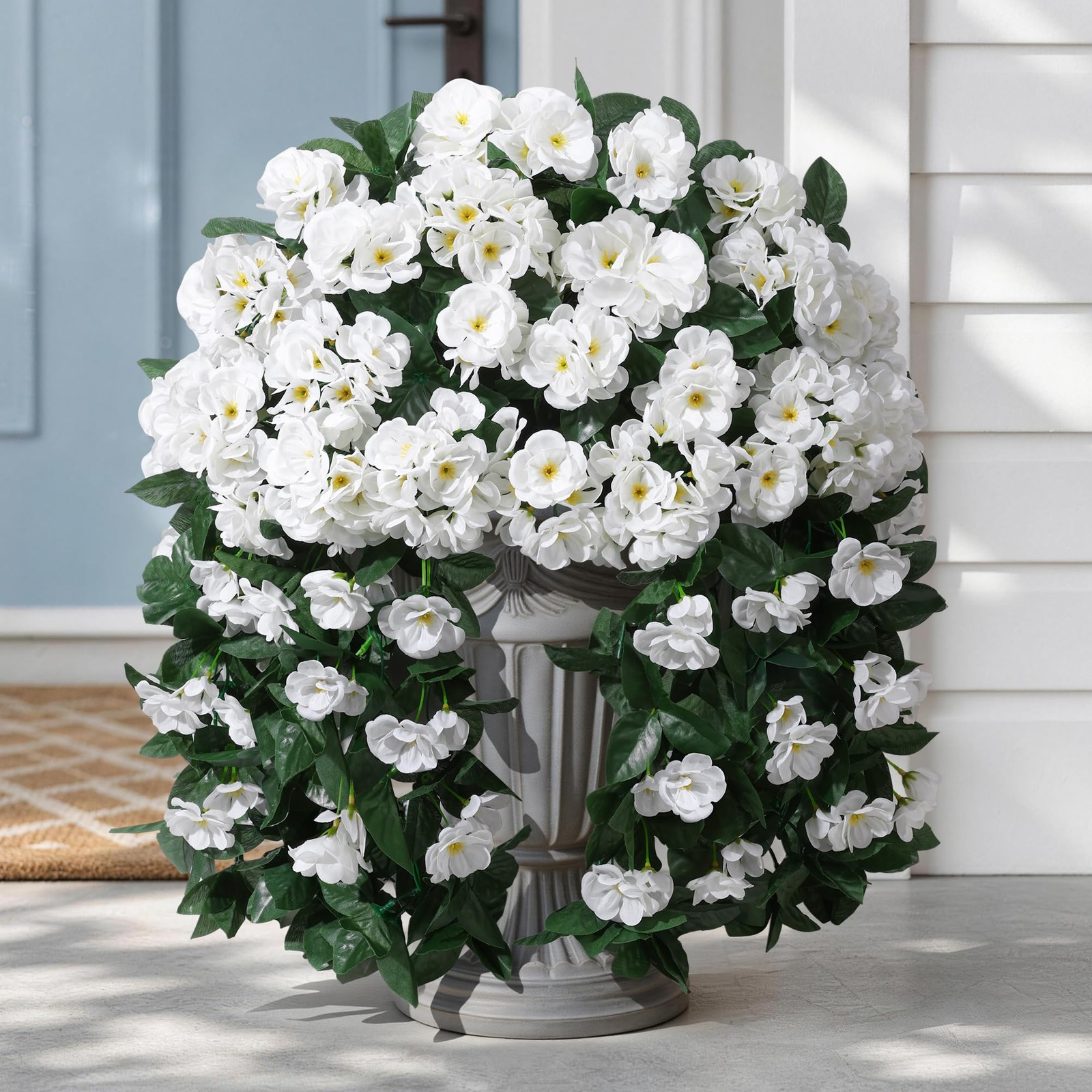Artificial Fake Hanging Flowers Geraniums for Outdoors Spring Outside Decor, …