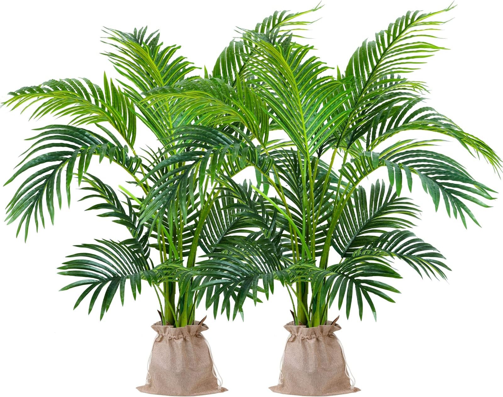 Worth Garden 4ft Artificial Areca Palm Plant 2 Packs in Pot, Fake Cane Palm S…