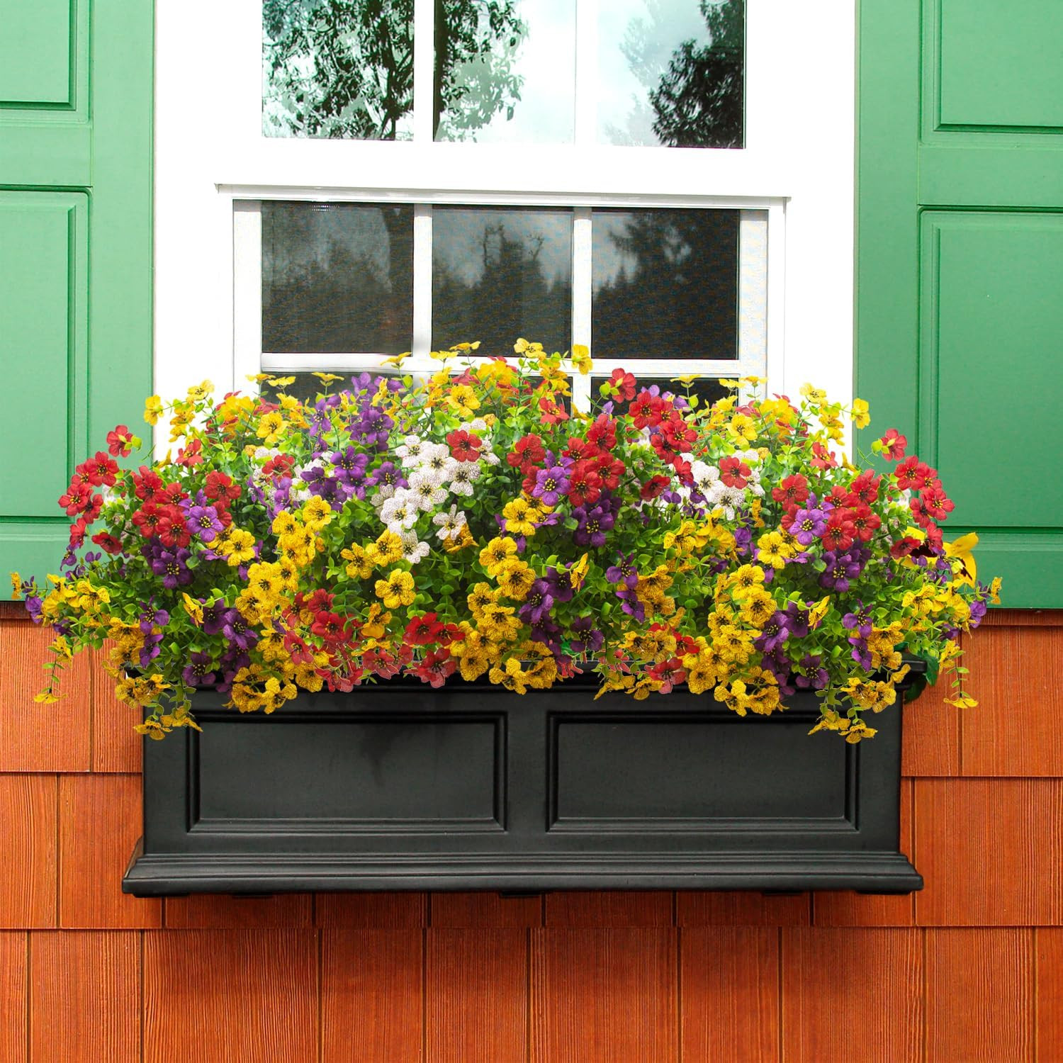 Artificial Fake Plants Flowers for Outdoor Spring Decoration, 16 Bundles Faux Si
