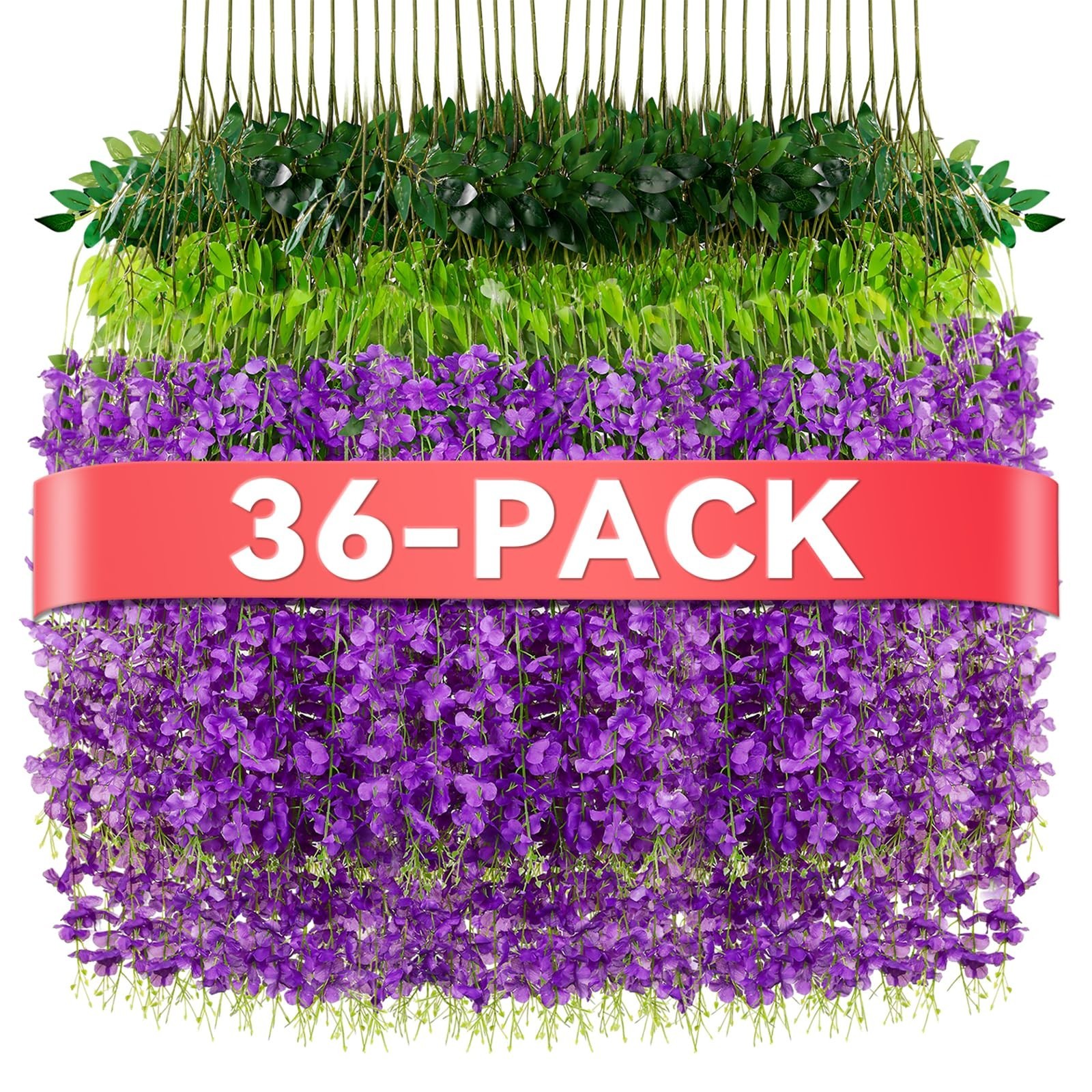 36 Pack Wisteria Hanging Flowers – Artificial Garland for Wedding, Party, Garden