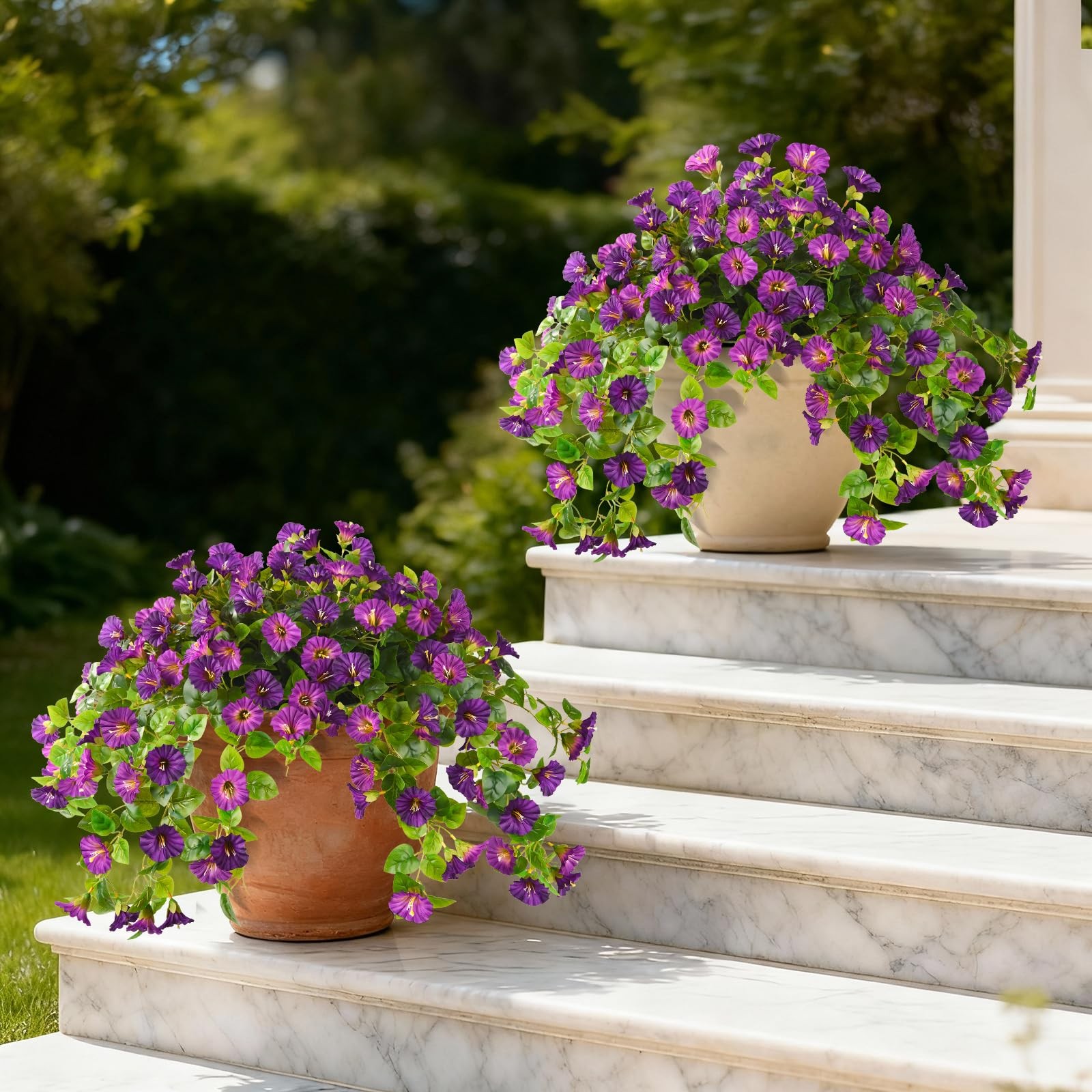 Artificial Fake Flowers Plants UV Resistant, Faux Petunias Silk Flowers for O…