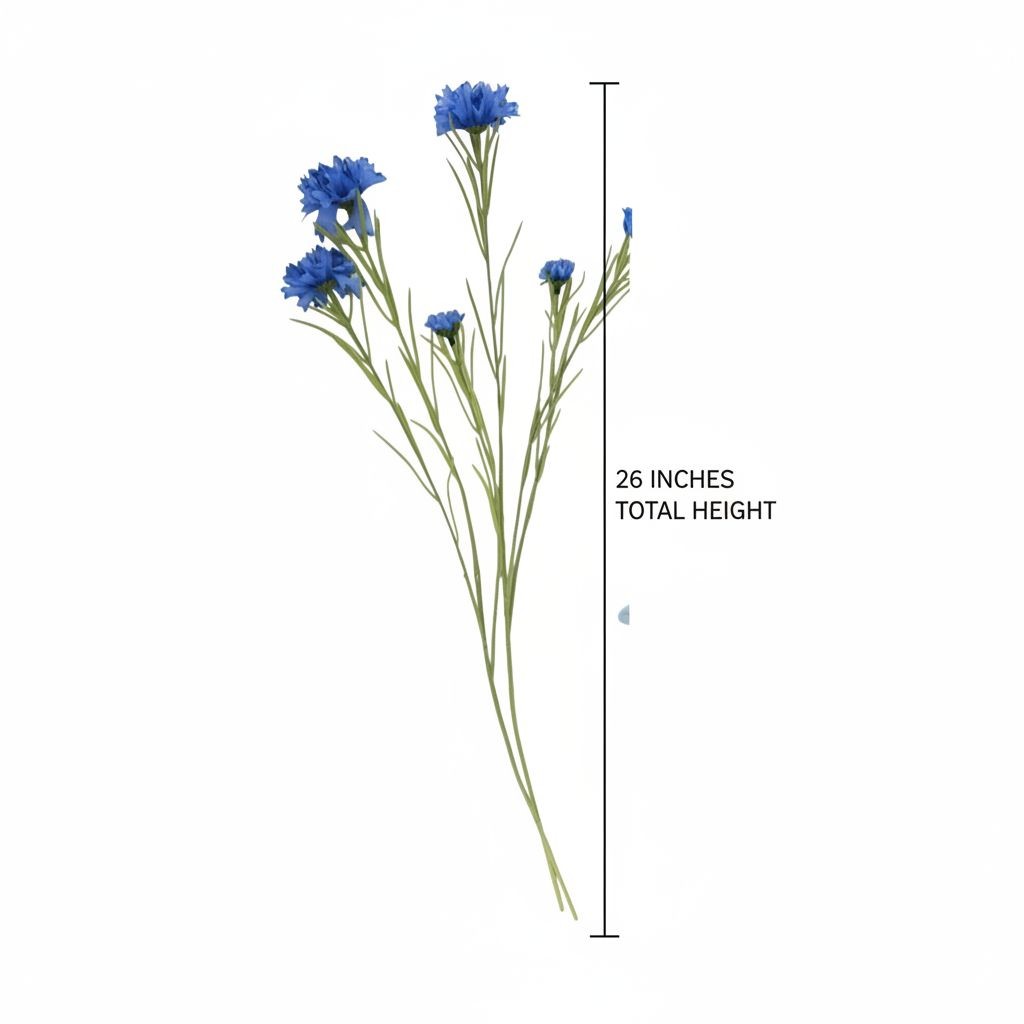 Artificial Blue Cornflower Stems Faux Wildflower Floral Decor Wedding