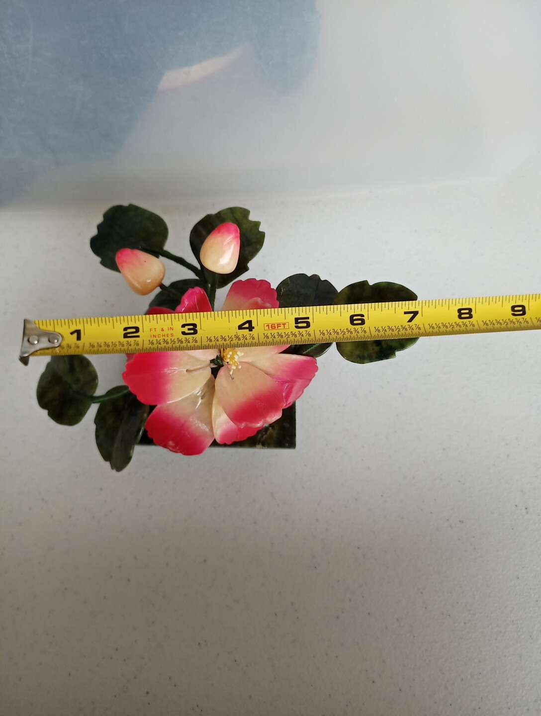 Natural Stone Flower Arrangement, Jade And Quartz Lotus/Peony